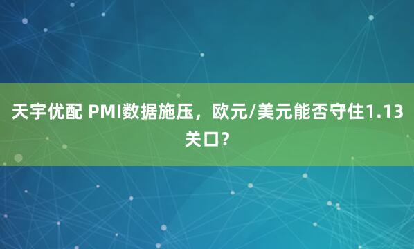 天宇优配 PMI数据施压，欧元/美元能否守住1.13关口？